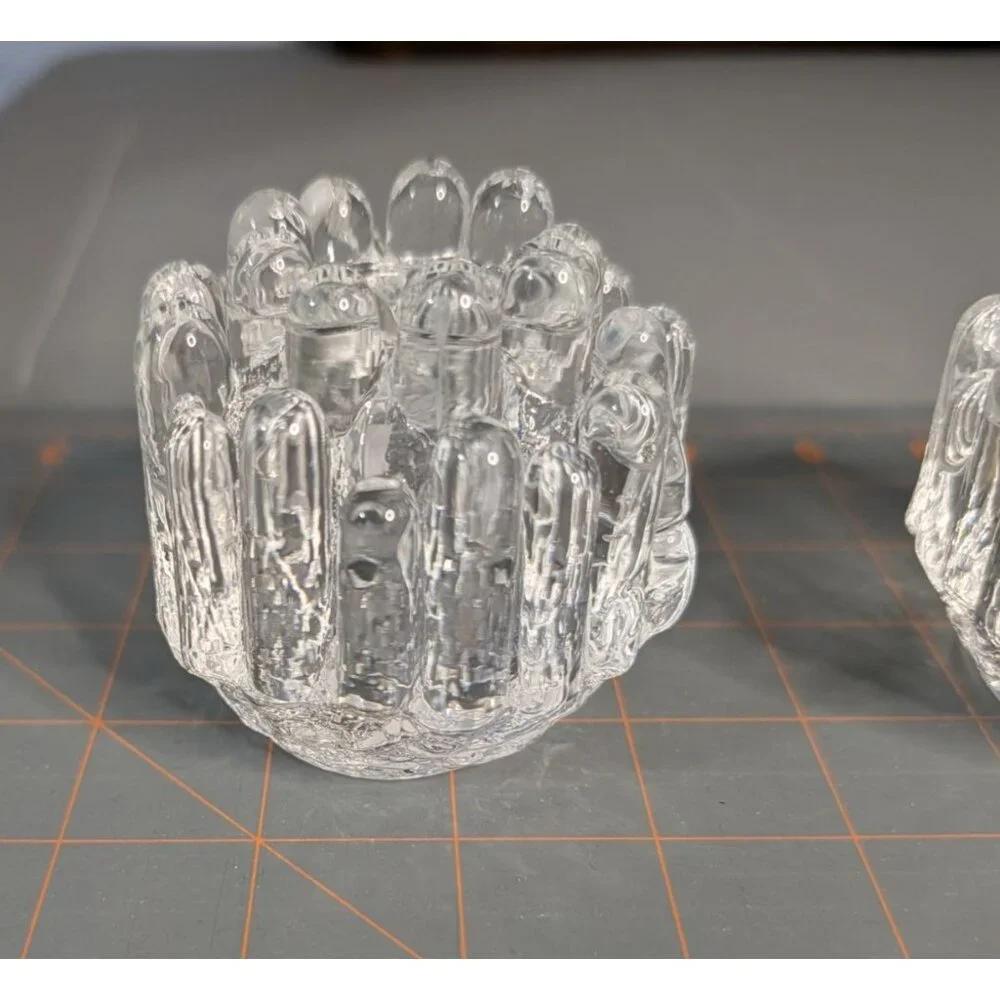 Kosta Boda Goran Warff Crystal Votive Candle Holders Set of 2 - Picture 5 of 16